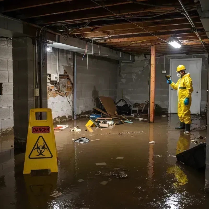 Flooded Basement Electrical Hazard in Mason City, IL Property